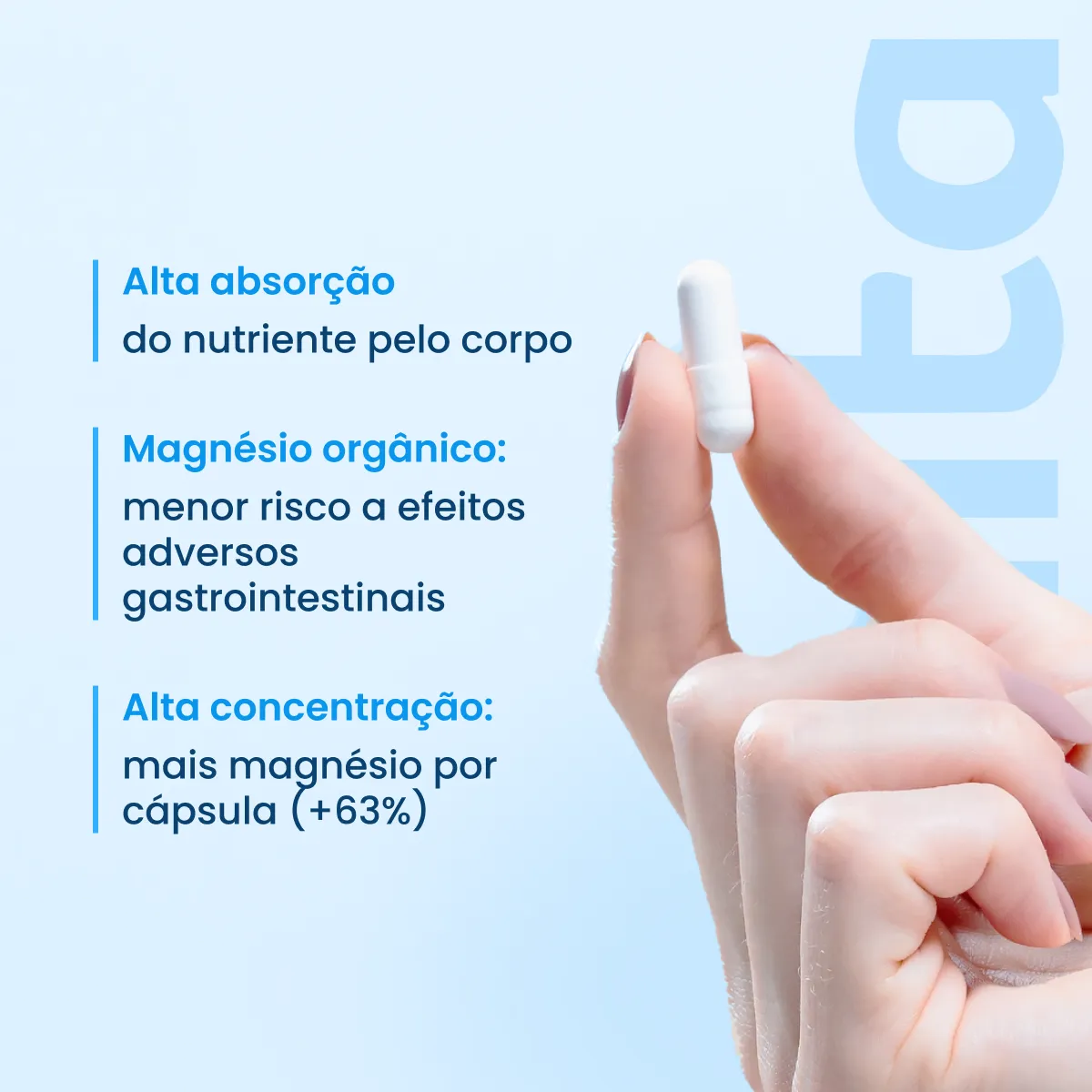 Magnésio Quelato Trio 320mg | Bisglicinato, Dimalato e Taurato com Vitamina B6 (60 Cápsulas) - Image 3