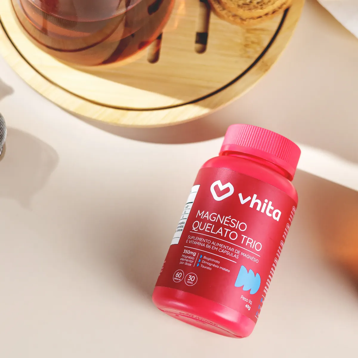 Magnésio Quelato Trio 320mg | Bisglicinato, Dimalato e Taurato com Vitamina B6 (60 Cápsulas) - Image 4