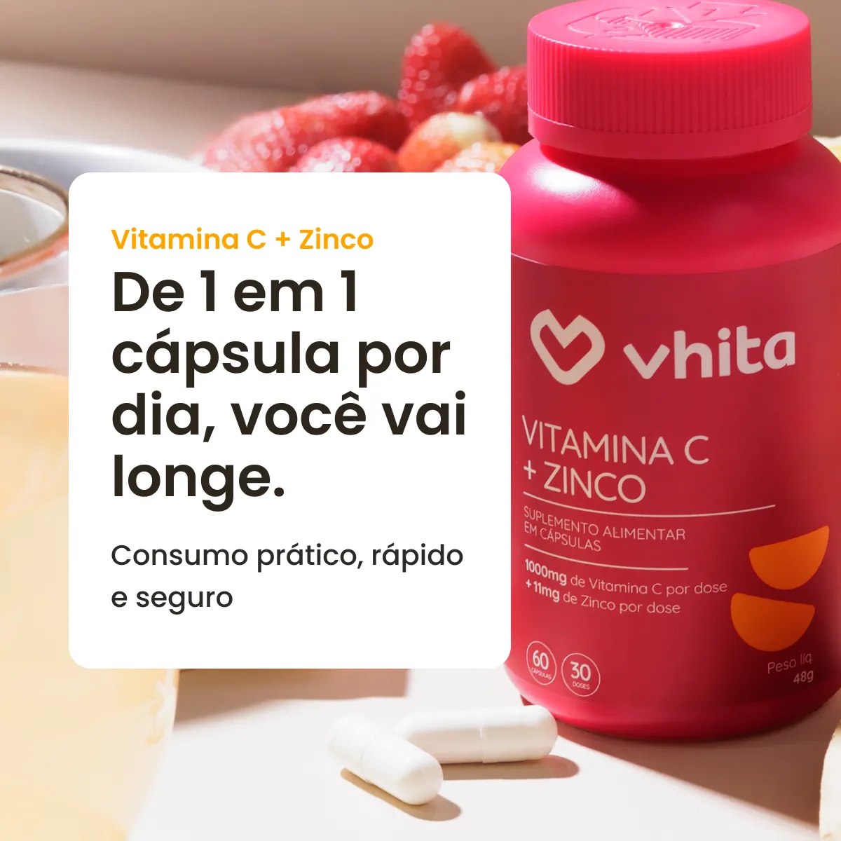 Vitamina C com Zinco: 60 cápsulas de 1000mg - Zero Calorias - Image 6
